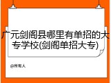 广元剑阁县哪里有单招的大专学校(剑阁单招大专)