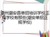潮州潮安县单招培训学校正规学校有那些(潮安单招正规学校)