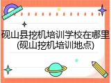 砚山县挖机培训学校在哪里(砚山挖机培训地点)