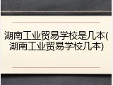 湖南工业贸易学校是几本(湖南工业贸易学校几本)