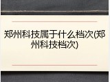 郑州科技属于什么档次(郑州科技档次)