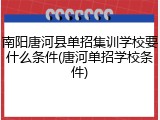 南阳唐河县单招集训学校要什么条件(唐河单招学校条件)