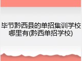 毕节黔西县的单招集训学校哪里有(黔西单招学校)