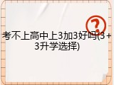 考不上高中上3加3好吗(3+3升学选择)