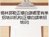 锡林郭勒正镶白旗哪里有单招培训机构(正镶白旗单招培训)