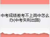 中考成绩差考不上高中怎么办(中考失利出路)