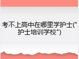 考不上高中在哪里学护士("护士培训学校")