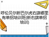 呼伦贝尔新巴尔虎右旗哪里有单招培训班(新右旗单招培训)