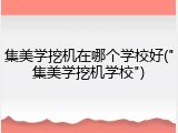 集美学挖机在哪个学校好("集美学挖机学校")
