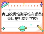 青山挖机培训学校有哪些(青山挖机培训学校)