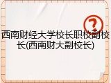 西南财经大学校长职校副校长(西南财大副校长)