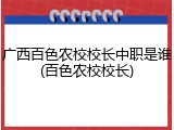 广西百色农校校长中职是谁(百色农校校长)