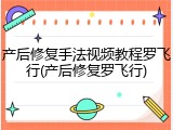 产后修复手法视频教程罗飞行(产后修复罗飞行)