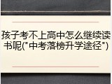 孩子考不上高中怎么继续读书呢("中考落榜升学途径")