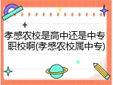 孝感农校是高中还是中专 职校啊(孝感农校属中专)