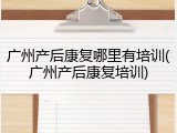 广州产后康复哪里有培训(广州产后康复培训)