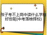 孩子考不上高中读什么学校好些呢(中考落榜择校)