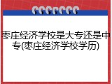枣庄经济学校是大专还是中专(枣庄经济学校学历)