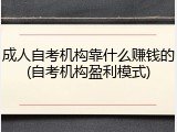 成人自考机构靠什么赚钱的(自考机构盈利模式)