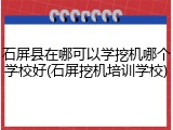 石屏县在哪可以学挖机哪个学校好(石屏挖机培训学校)