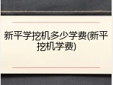 新平学挖机多少学费(新平挖机学费)