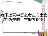 考不上高中怎么考定向士官学校(定向士官报考指南)