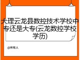 大理云龙县数控技术学校中专还是大专(云龙数控学校学历)