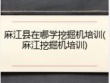 麻江县在哪学挖掘机培训(麻江挖掘机培训)
