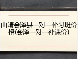 曲靖会泽县一对一补习班价格(会泽一对一补课价)