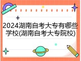 2024湖南自考大专有哪些学校(湖南自考大专院校)
