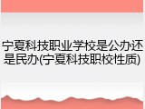 宁夏科技职业学校是公办还是民办(宁夏科技职校性质)