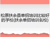 松原扶余县单招培训比较好的学校(扶余单招培训名校)