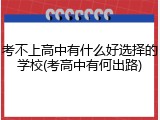 考不上高中有什么好选择的学校(考高中有何出路)