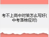 考不上高中对策怎么写好(中考落榜应对)