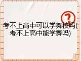 考不上高中可以学舞校吗(考不上高中能学舞吗)
