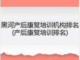 黑河产后康复培训机构排名(产后康复培训排名)