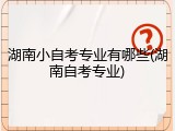 湖南小自考专业有哪些(湖南自考专业)