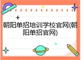 朝阳单招培训学校官网(朝阳单招官网)
