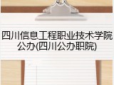 四川信息工程职业技术学院公办(四川公办职院)