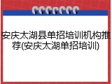 安庆太湖县单招培训机构推荐(安庆太湖单招培训)