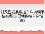 甘孜巴塘县数控车床培训学校有哪些(巴塘数控车床培训)