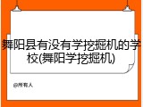 舞阳县有没有学挖掘机的学校(舞阳学挖掘机)