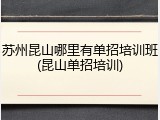 苏州昆山哪里有单招培训班(昆山单招培训)