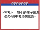 中考考不上高中的孩子该怎么办呢(中考落榜出路)