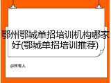 鄂州鄂城单招培训机构哪家好(鄂城单招培训推荐)