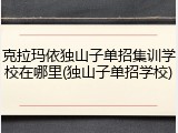 克拉玛依独山子单招集训学校在哪里(独山子单招学校)