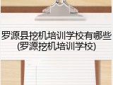 罗源县挖机培训学校有哪些(罗源挖机培训学校)