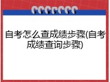 自考怎么查成绩步骤(自考成绩查询步骤)