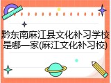 黔东南麻江县文化补习学校是哪一家(麻江文化补习校)