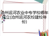 沧州运河农业中专学校哪年成立(沧州运河农校建校年份)